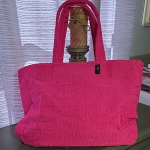 Victoria's Secret Large Bright Pink Embossed Logo Tote